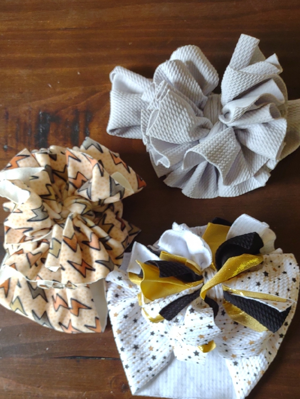 Kids Hair Bow Trio in Gray, Peach & Yellow – Stylish Set